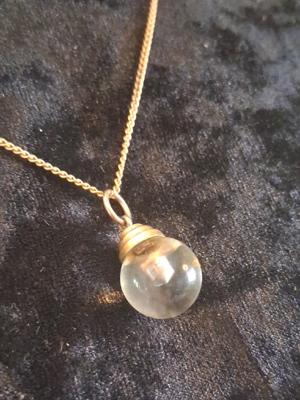 Vintage Gold and Clear Glass Orb Necklace with Matching Earrings - Picture 4 of 9